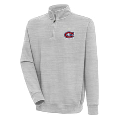 Montreal Canadiens Antigua Victory Quarter-Zip Pullover Top Heather Gray