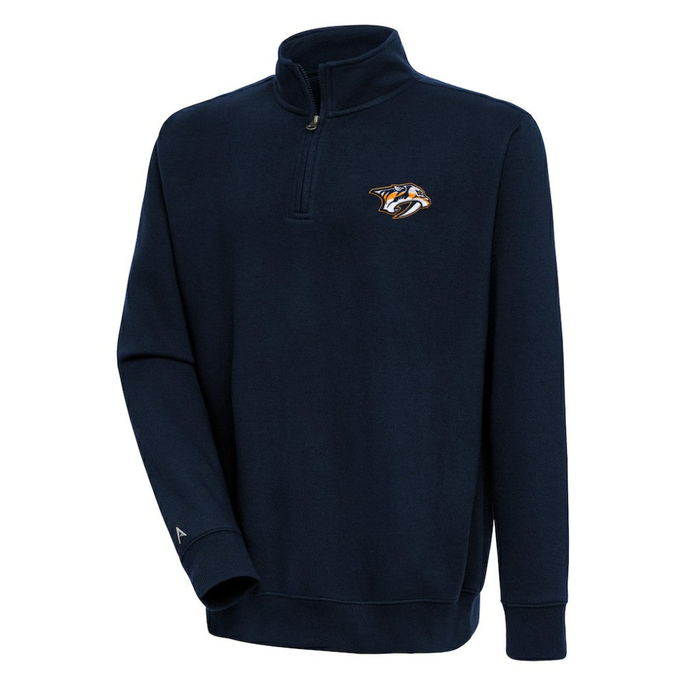 Nashville Predators Antigua Victory Quarter-Zip Pullover Top Navy