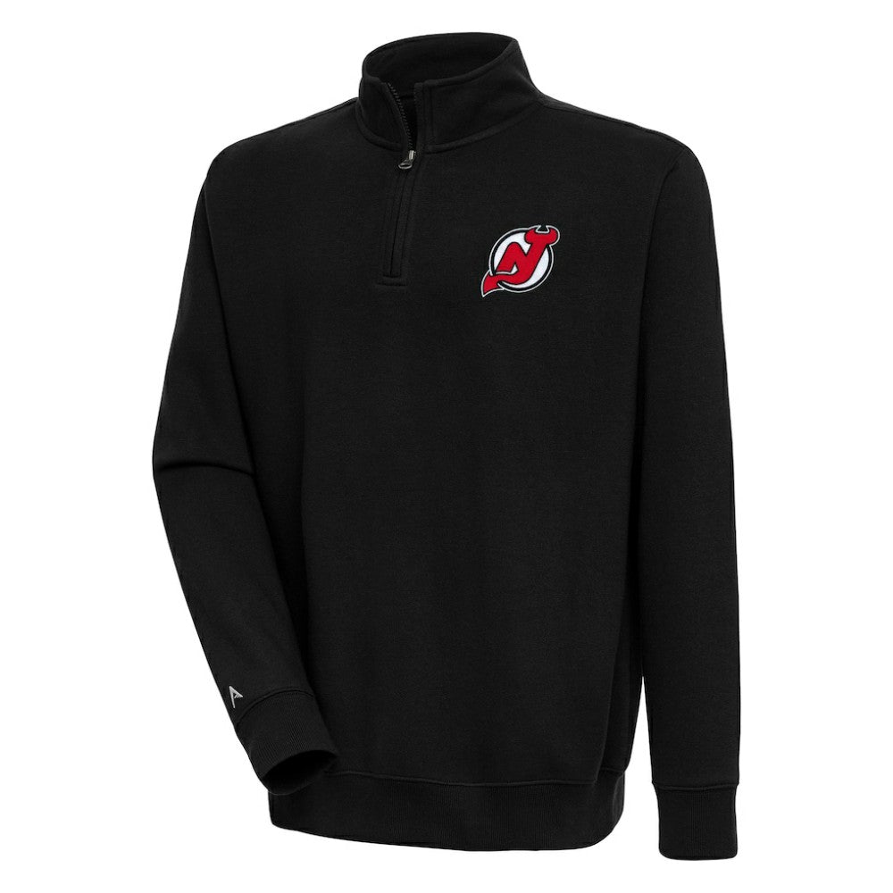New Jersey Devils Antigua Victory Quarter-Zip Pullover Top Black