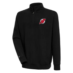 New Jersey Devils Antigua Victory Quarter-Zip Pullover Top Black