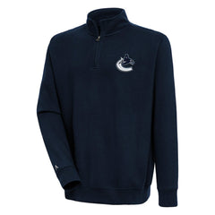 Vancouver Canucks Antigua Victory Quarter-Zip Pullover Top Navy