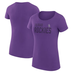 Colorado Rockies G-III 4Her by Carl Banks Women's Super-Slim Fit Lightweight Dot Print T-Shirt Purple