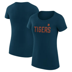 Detroit Tigers G-III 4Her by Carl Banks Women's Super-Slim Fit Lightweight Dot Print T-Shirt Navy