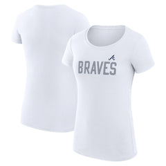 Atlanta Braves G-III 4Her by Carl Banks Women's Super-Slim Fit Lightweight Dot Print T-Shirt White