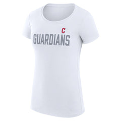 Cleveland Guardians G-III 4Her by Carl Banks Women's Super-Slim Fit Lightweight Dot Print T-Shirt White