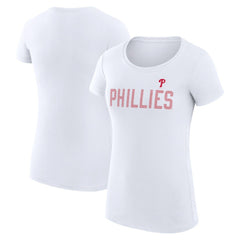 Philadelphia Phillies G-III 4Her by Carl Banks Women's Super-Slim Fit Lightweight Dot Print T-Shirt White