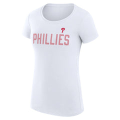 Philadelphia Phillies G-III 4Her by Carl Banks Women's Super-Slim Fit Lightweight Dot Print T-Shirt White