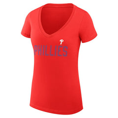 Philadelphia Phillies G-III 4Her by Carl Banks Women's Super-Slim Fit Lightweight Dot Print V-Neck T-Shirt Red