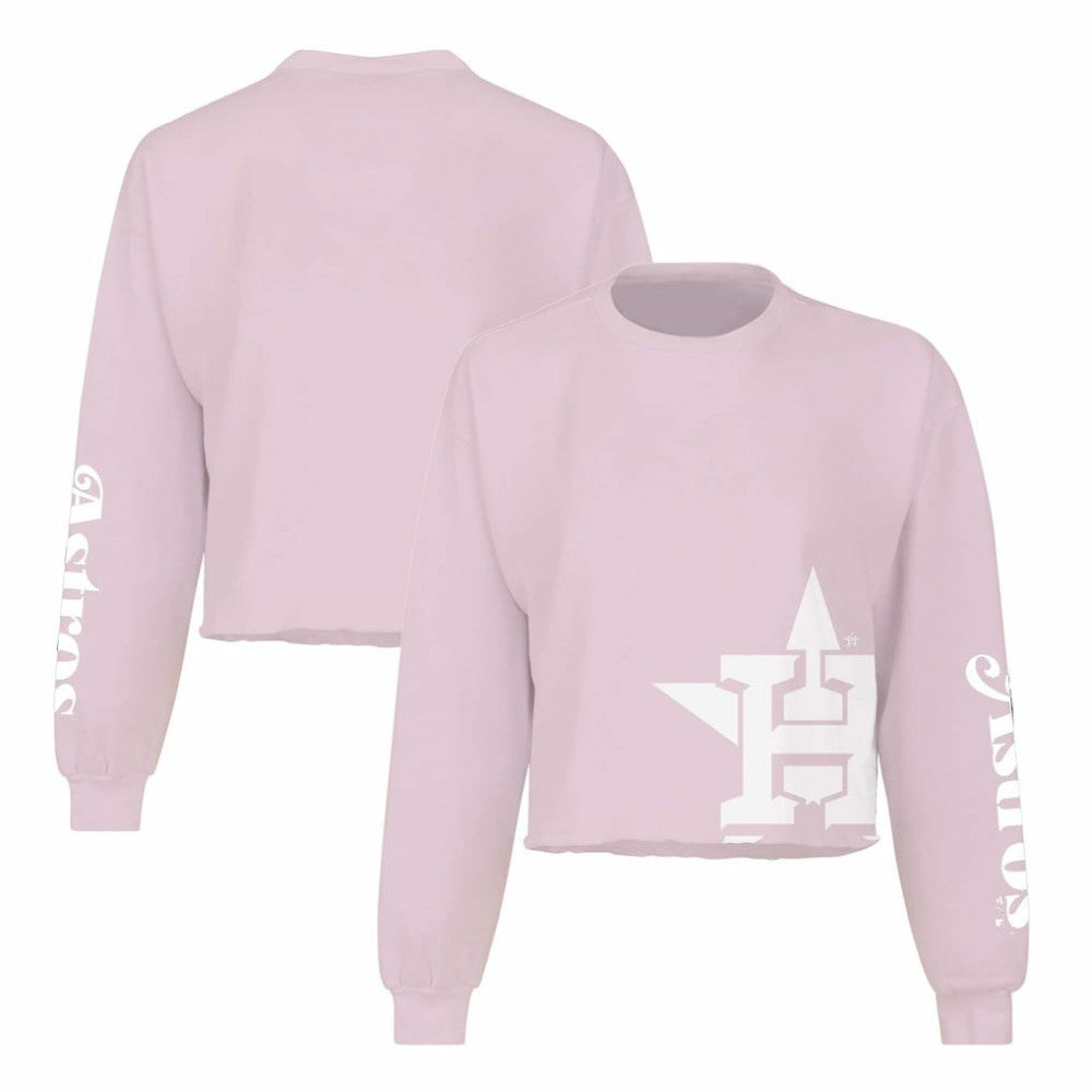 Houston Astros Women's Cropped Slouchy Long Sleeve T-Shirt Pink
