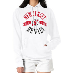 New Jersey Devils G-III 4Her by Carl Banks Women's City Graphic Fleece Pullover Hoodie White