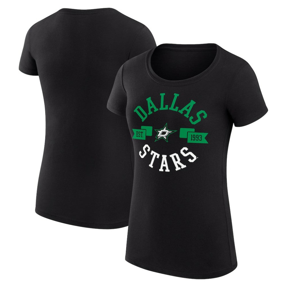 Dallas Stars G-III 4Her by Carl Banks Women's Super-Slim Fit Lightweight City Graphic Sport Crewneck T-Shirt Black