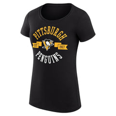 Pittsburgh Penguins G-III 4Her by Carl Banks Women's Super-Slim Fit Lightweight City Graphic Sport Crewneck T-Shirt Black