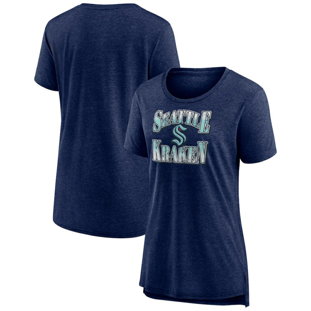 Seattle Kraken Women's Crash the Net Tri-Blend T-Shirt Deep Sea Blue