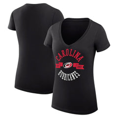 Carolina Hurricanes G-III 4Her by Carl Banks Women's Super-Slim Fit Lightweight City Graphic V-Neck T-Shirt Black