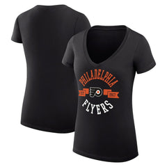 Philadelphia Flyers G-III 4Her by Carl Banks Women's Super-Slim Fit Lightweight City Graphic V-Neck T-Shirt Black