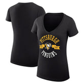Pittsburgh Penguins G-III 4Her by Carl Banks Women's Super-Slim Fit Lightweight City Graphic V-Neck T-Shirt Black