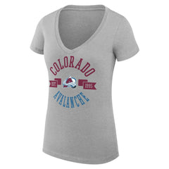 Colorado Avalanche G-III 4Her by Carl Banks Women's Super-Slim Fit Lightweight City Graphic V-Neck T-Shirt Heather Gray