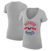 Washington Capitals G-III 4Her by Carl Banks Women's Super-Slim Fit Lightweight City Graphic V-Neck T-Shirt Heather Gray