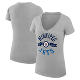 Winnipeg Jets G-III 4Her by Carl Banks Women's Super-Slim Fit Lightweight City Graphic V-Neck T-Shirt Heather Gray
