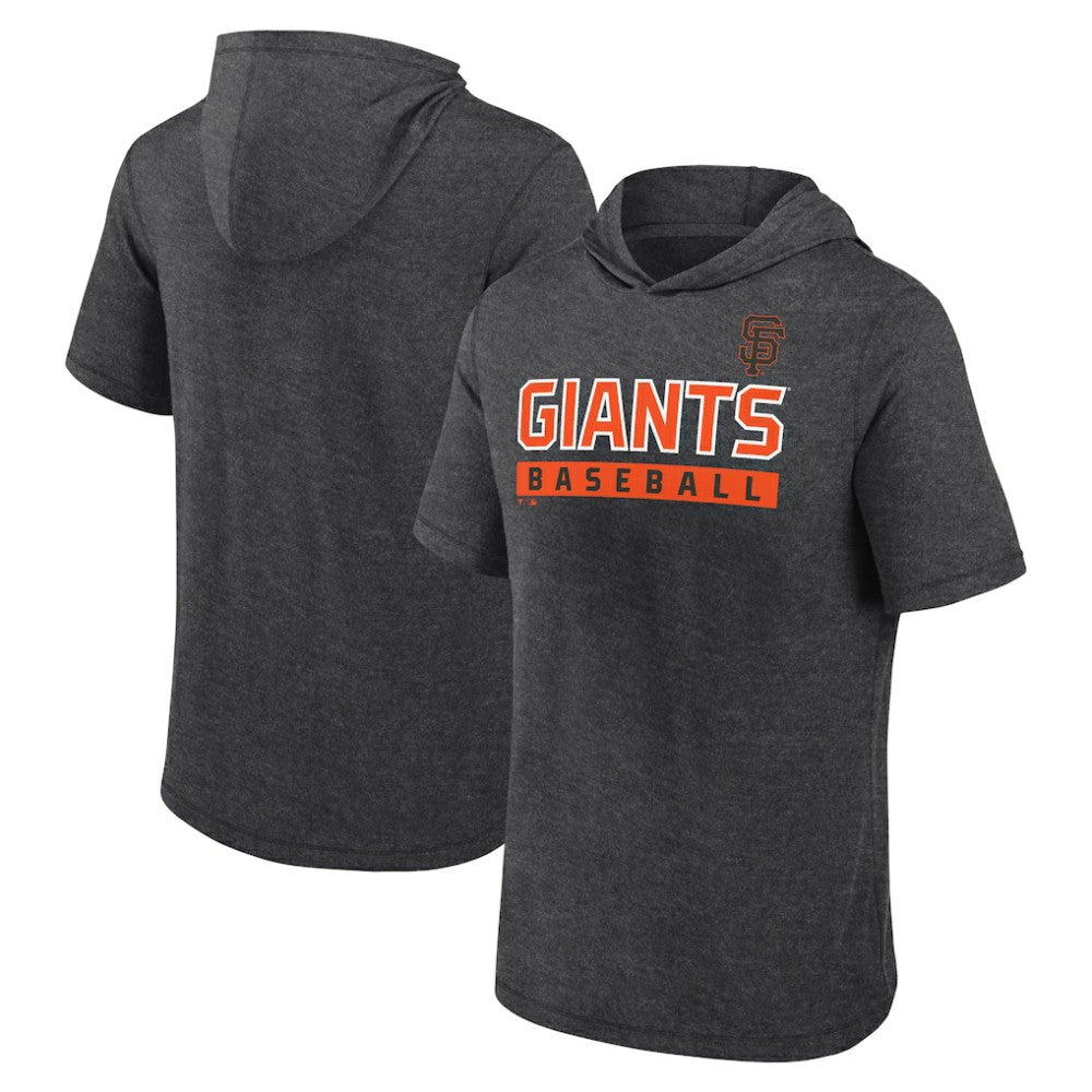 San Francisco Giants Push Short Sleeve Pullover Hoodie Heather Charcoal