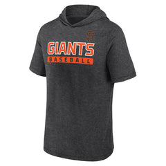 San Francisco Giants Push Short Sleeve Pullover Hoodie Heather Charcoal