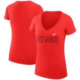 Detroit Red Wings G-III 4Her by Carl Banks Women's Super-Slim Fit Lightweight Dot Print Team V-Neck T-Shirt Red