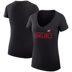 Carolina Hurricanes G-III 4Her by Carl Banks Women's Super-Slim Fit Lightweight Dot Print Team V-Neck T-Shirt Black