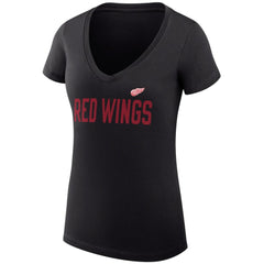 Detroit Red Wings G-III 4Her by Carl Banks Women's Super-Slim Fit Lightweight Dot Print Team V-Neck T-Shirt Black