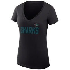 San Jose Sharks G-III 4Her by Carl Banks Women's Super-Slim Fit Lightweight Dot Print Team V-Neck T-Shirt Black