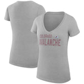 Colorado Avalanche G-III 4Her by Carl Banks Women's Super-Slim Fit Lightweight Dot Print Team V-Neck T-Shirt Heather Gray