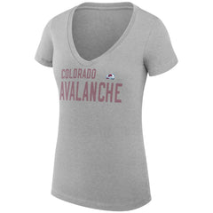 Colorado Avalanche G-III 4Her by Carl Banks Women's Super-Slim Fit Lightweight Dot Print Team V-Neck T-Shirt Heather Gray