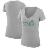 Dallas Stars G-III 4Her by Carl Banks Women's Super-Slim Fit Lightweight Dot Print Team V-Neck T-Shirt Heather Gray