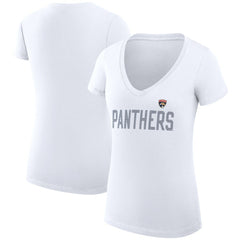 Florida Panthers G-III 4Her by Carl Banks Women's Super-Slim Fit Lightweight Dot Print Team V-Neck T-Shirt White
