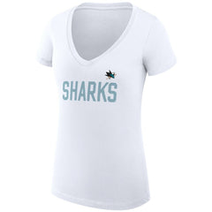 San Jose Sharks G-III 4Her by Carl Banks Women's Super-Slim Fit Lightweight Dot Print Team V-Neck T-Shirt White