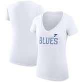 St. Louis Blues G-III 4Her by Carl Banks Women's Super-Slim Fit Lightweight Dot Print Team V-Neck T-Shirt White