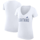 Tampa Bay Lightning G-III 4Her by Carl Banks Women's Super-Slim Fit Lightweight Dot Print Team V-Neck T-Shirt White
