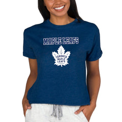 Toronto Maple Leafs Concepts Sport Women's Tri-Blend Mainstream Terry Short Sleeve Sweatshirt Top Navy