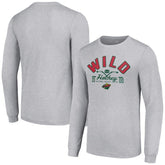 Minnesota Wild Starter Puck Long Sleeve T-Shirt Heather Gray