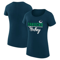 Vancouver Canucks G-III 4Her by Carl Banks Women's Super-Slim Fit Lightweight Team Sport T-Shirt Navy