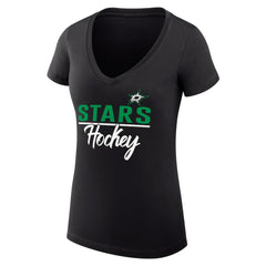 Dallas Stars G-III 4Her by Carl Banks Women's Super-Slim Fit Lightweight Graphic V-Neck T-Shirt Black