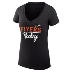 Philadelphia Flyers G-III 4Her by Carl Banks Women's Super-Slim Fit Lightweight Graphic V-Neck T-Shirt Black