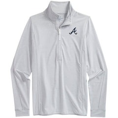 Atlanta Braves Vineyard Vines Women's Microstripe Sankaty Half-Zip Top Heather Gray/White