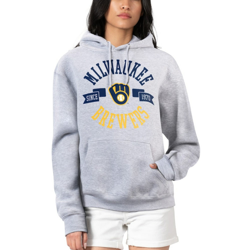 Milwaukee Brewers G-III 4Her by Carl Banks Women's City Graphic Pullover Hoodie Heather Gray