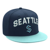 Seattle Kraken Starter Arch Logo Two-Tone Snapback Hat Deep Sea Blue/Light Blue