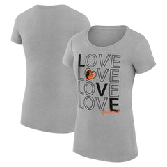 Baltimore Orioles G-III 4Her by Carl Banks Women's Super-Slim Fit Lightweight Love Graphic Team T-Shirt Heather Gray