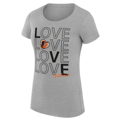 Baltimore Orioles G-III 4Her by Carl Banks Women's Super-Slim Fit Lightweight Love Graphic Team T-Shirt Heather Gray