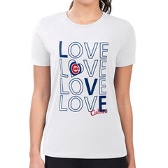 Chicago Cubs G-III 4Her by Carl Banks Women's Super-Slim Fit Lightweight Love Graphic Team T-Shirt White
