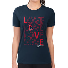 Cleveland Guardians G-III 4Her by Carl Banks Women's Super-Slim Fit Lightweight Love Graphic Team T-Shirt Navy