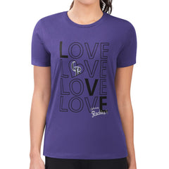 Colorado Rockies G-III 4Her by Carl Banks Women's Super-Slim Fit Lightweight Love Graphic Team T-Shirt Purple