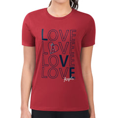Los Angeles Angels G-III 4Her by Carl Banks Women's Super-Slim Fit Lightweight Love Graphic Team T-Shirt Red